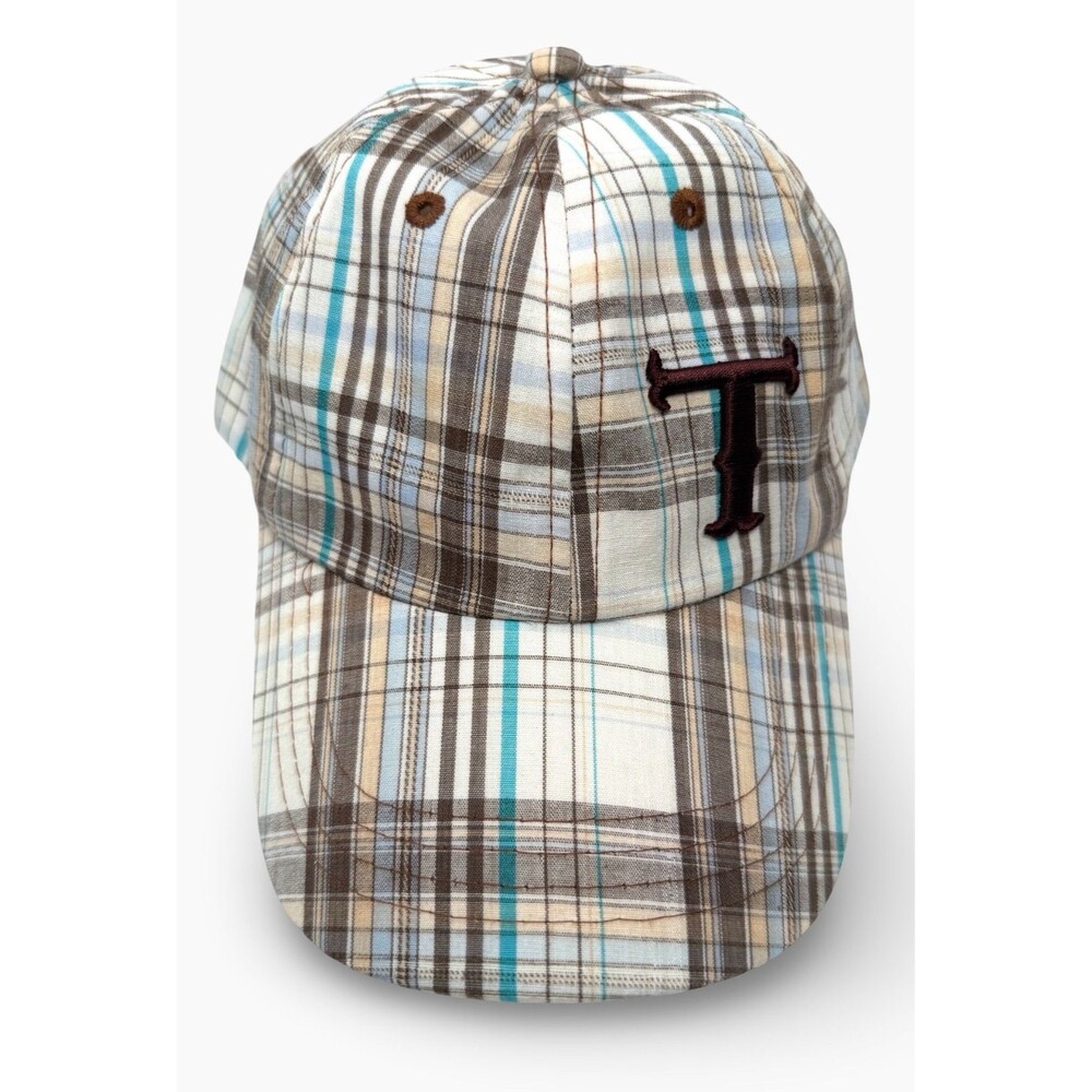 Twister Embroidered Brown/Blue Plaid Snap Back Hat Cap - New w/ Tags